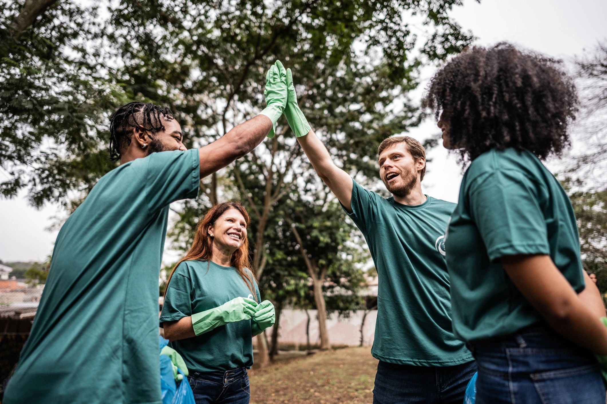 Volunteers gathering together in a caring community setting